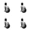 Service Caster 3.5'' Black Poly Swivel 1-7/8'' Expanding Stem Caster Set with Brake, 4PK SCC-EX20S3514-PPUB-BLK-TLB-178-4 - alternate 1